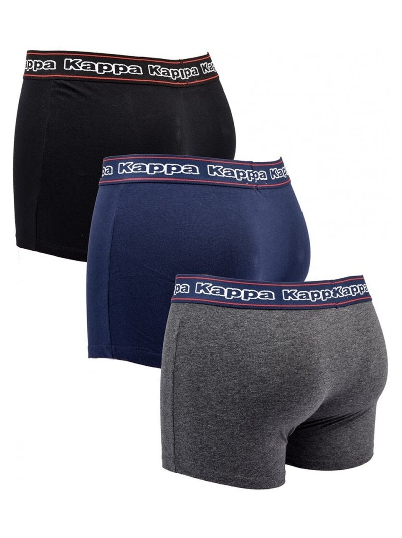 Bóxer hombre KAPPA - Pack de 3 Negro Azul Gris - Kiabi