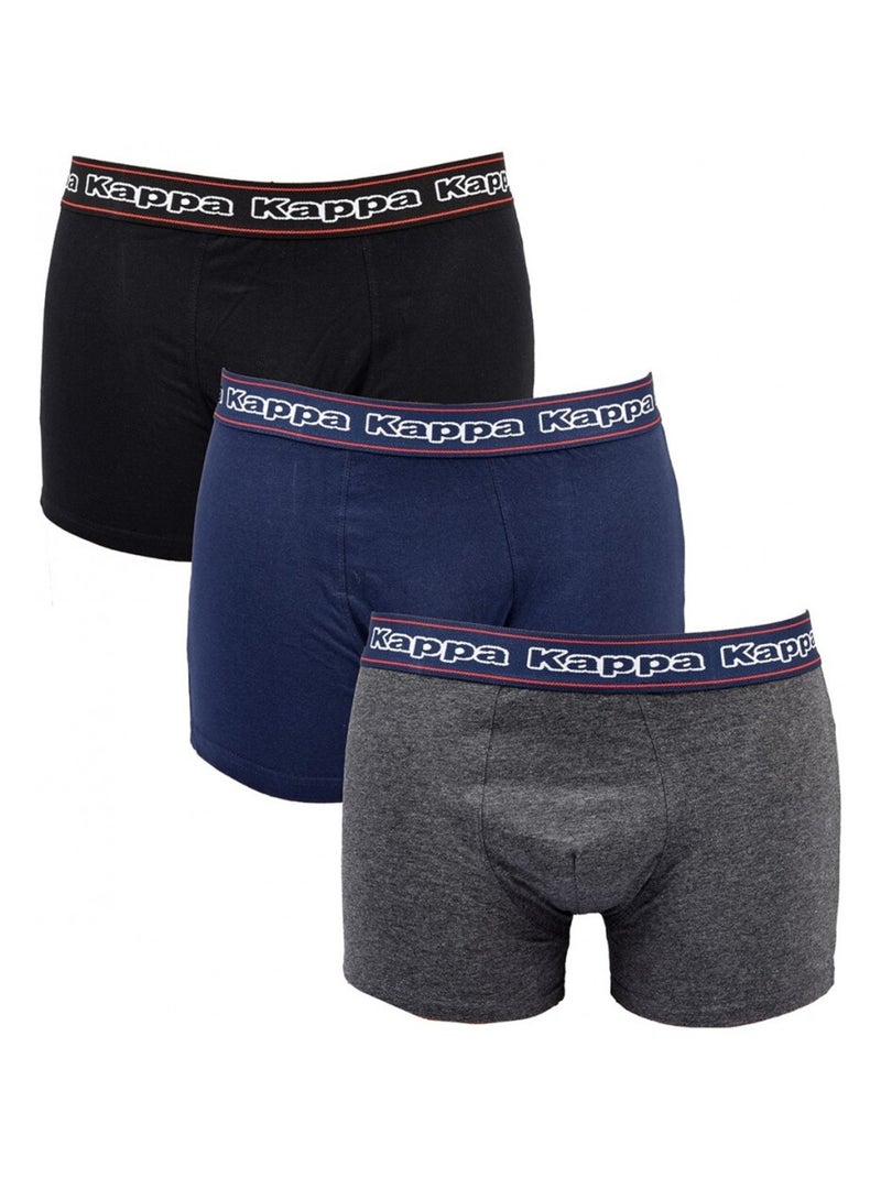 Bóxer hombre KAPPA - Pack de 3 Negro Azul Gris - Kiabi