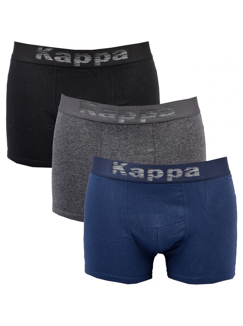 Bóxer hombre KAPPA - Pack de 3 Negro Gris Azul - Kiabi