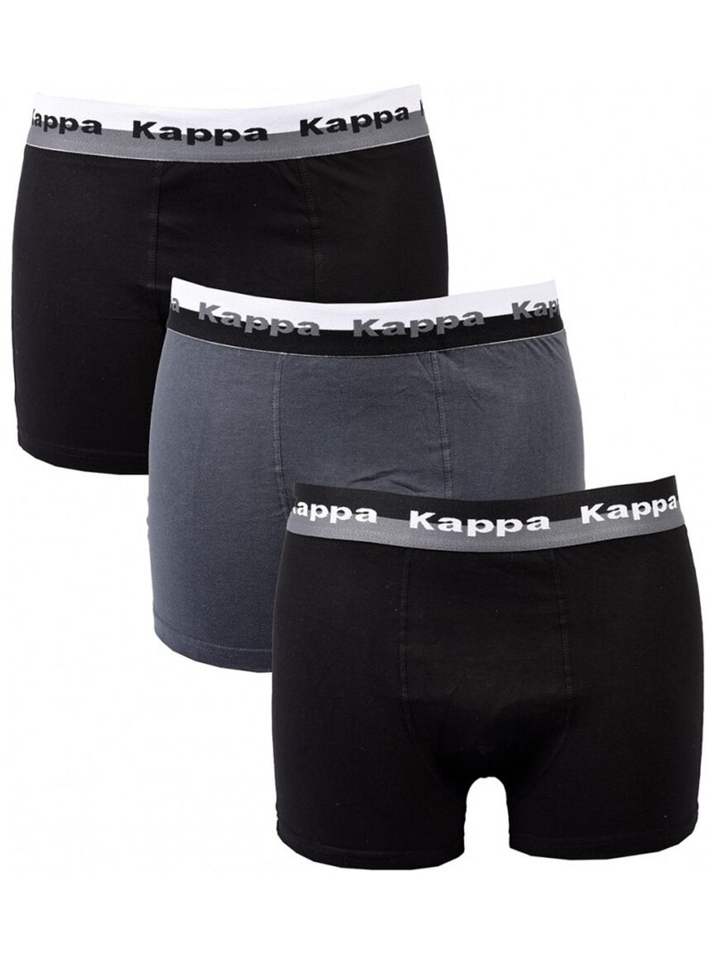 Bóxer hombre KAPPA - Pack de 3 Negro Gris - Kiabi