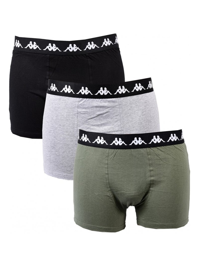 Bóxer hombre KAPPA - Pack de 3 Negro Verde Gris - Kiabi