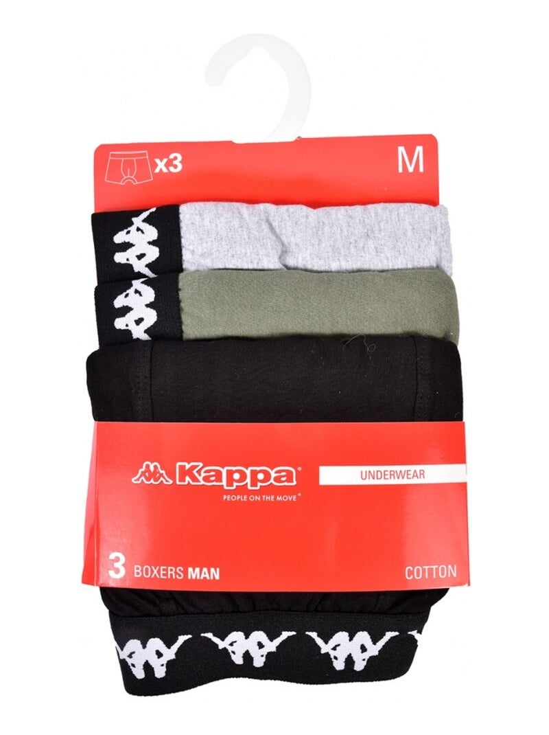 Bóxer hombre KAPPA - Pack de 3 Negro Verde Gris - Kiabi