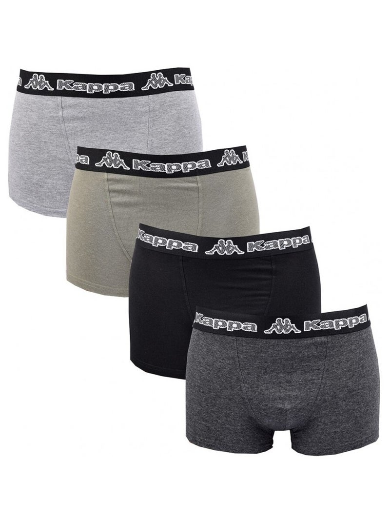 Bóxer hombre KAPPA - Pack de 4 Negro Caqui Gris - Kiabi
