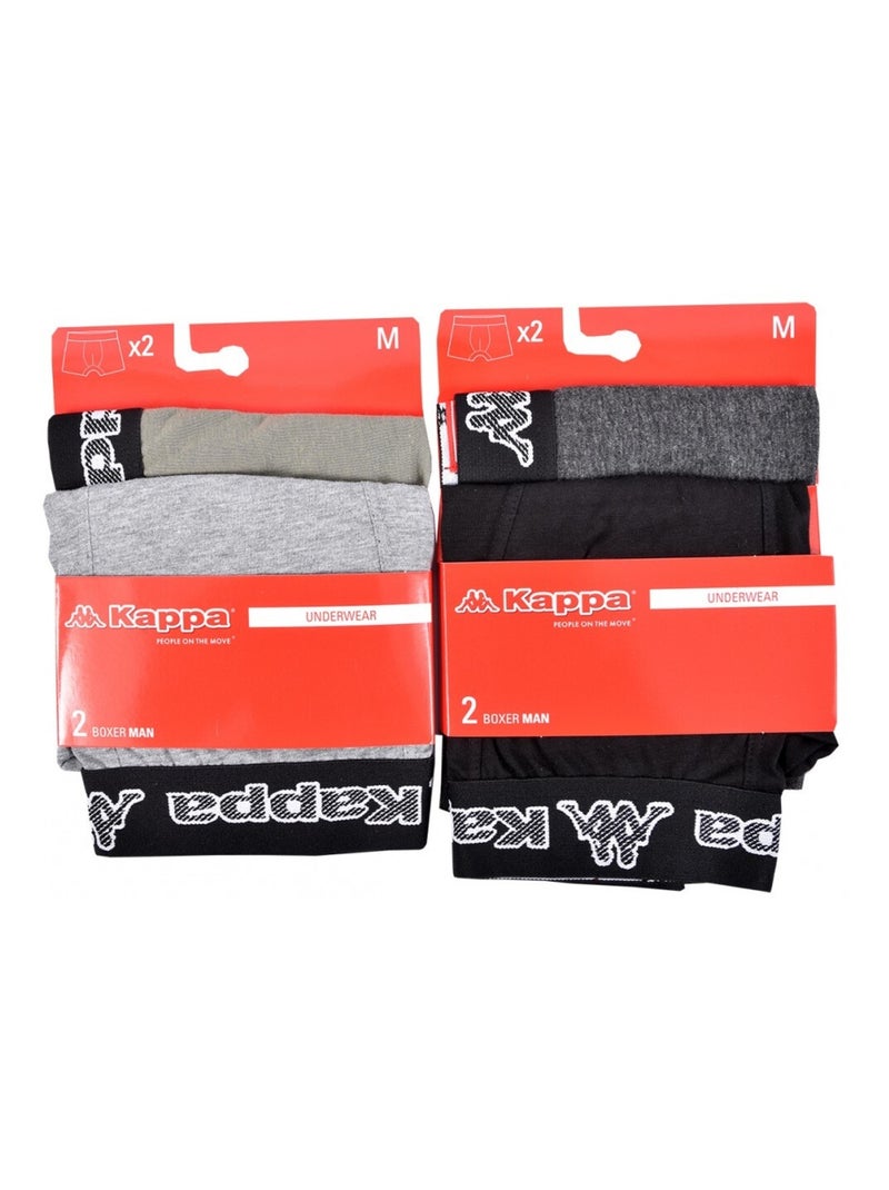 Bóxer hombre KAPPA - Pack de 4 Negro Caqui Gris - Kiabi