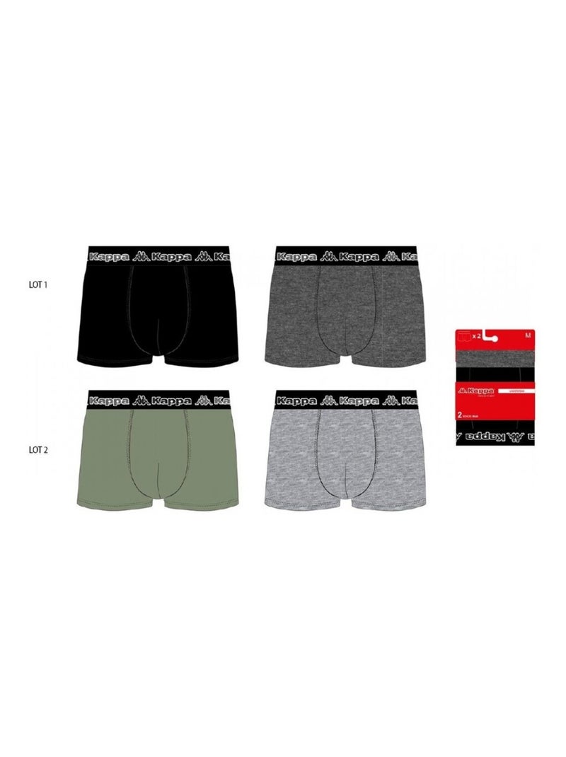 Bóxer hombre KAPPA - Pack de 4 Negro Caqui Gris - Kiabi