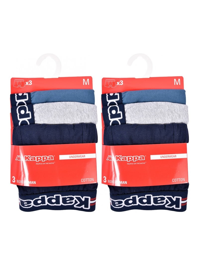 Bóxer hombre KAPPA - Pack de 6 Azul Azul marino Gris - Kiabi