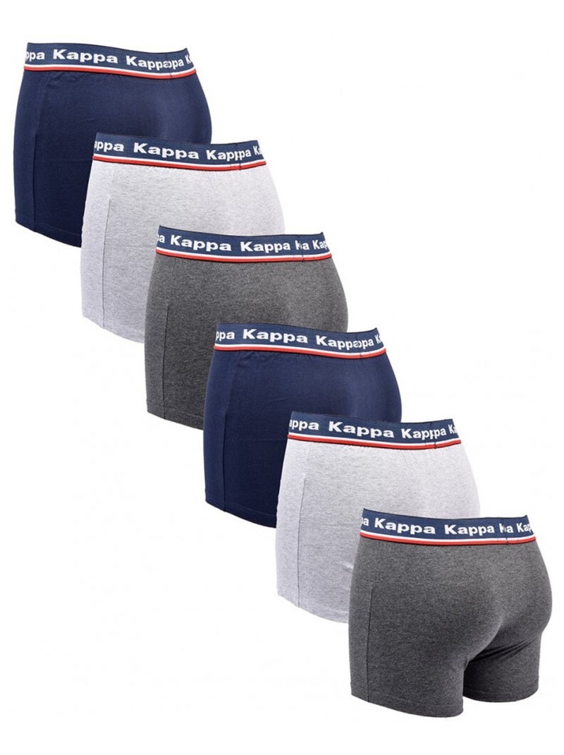 Bóxer hombre KAPPA - Pack de 6 Azul gris antracita - Kiabi