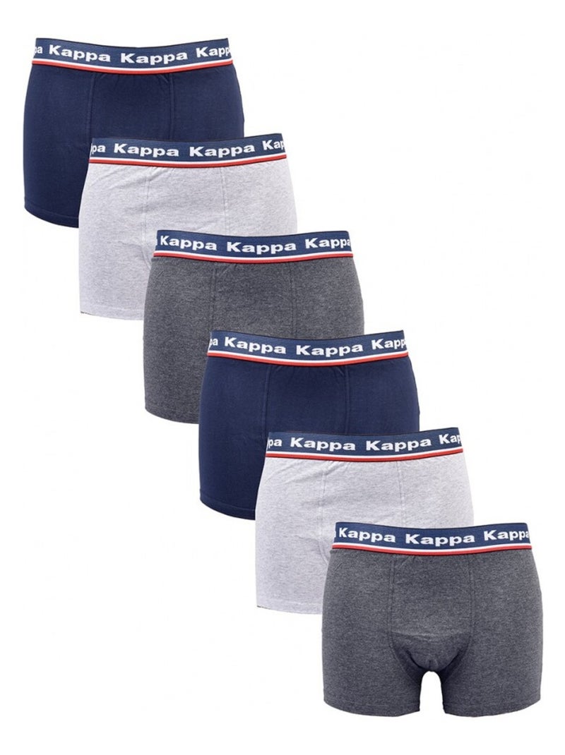 Bóxer hombre KAPPA - Pack de 6 Azul gris antracita - Kiabi
