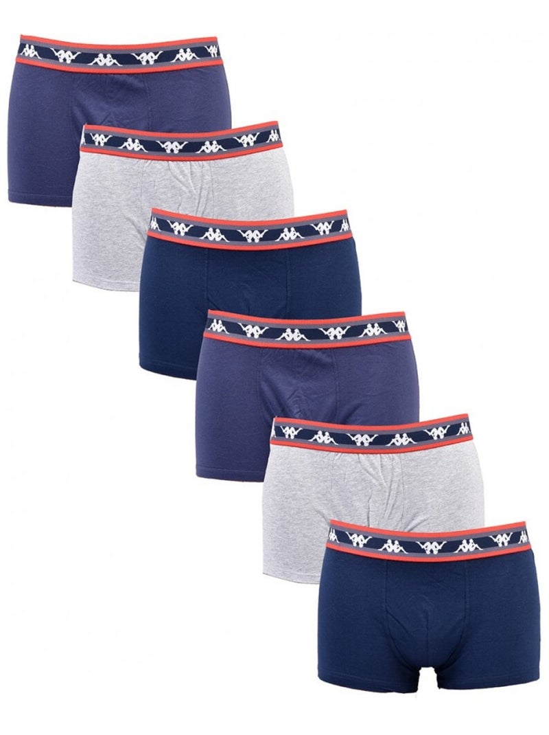 Bóxer hombre KAPPA - Pack de 6 Azul Gris Azul - Kiabi