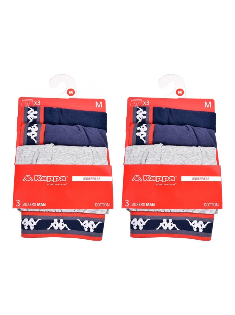 Bóxer hombre KAPPA - Pack de 6 Azul Gris Azul - Kiabi