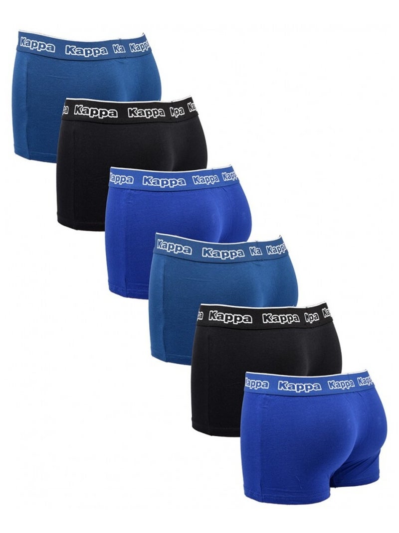 Bóxer hombre KAPPA - Pack de 6 Azul Negro Azul - Kiabi