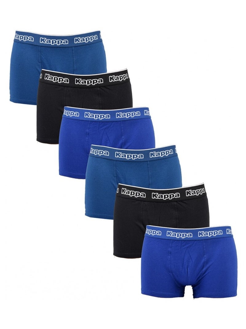 Bóxer hombre KAPPA - Pack de 6 Azul Negro Azul - Kiabi