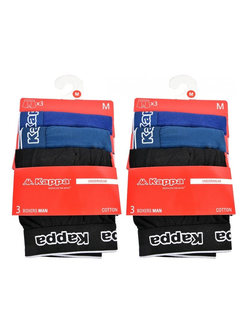 Bóxer hombre KAPPA - Pack de 6 Azul Negro Azul - Kiabi