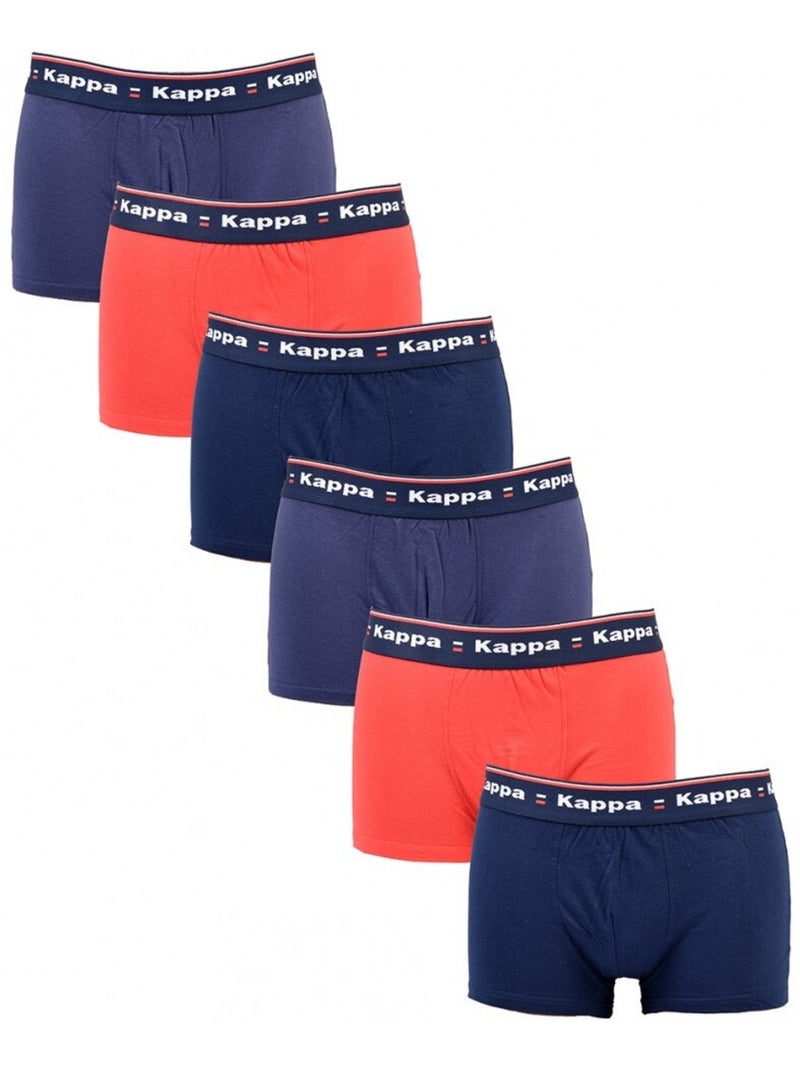Bóxer hombre KAPPA - Pack de 6 Azul Rojo Azul - Kiabi