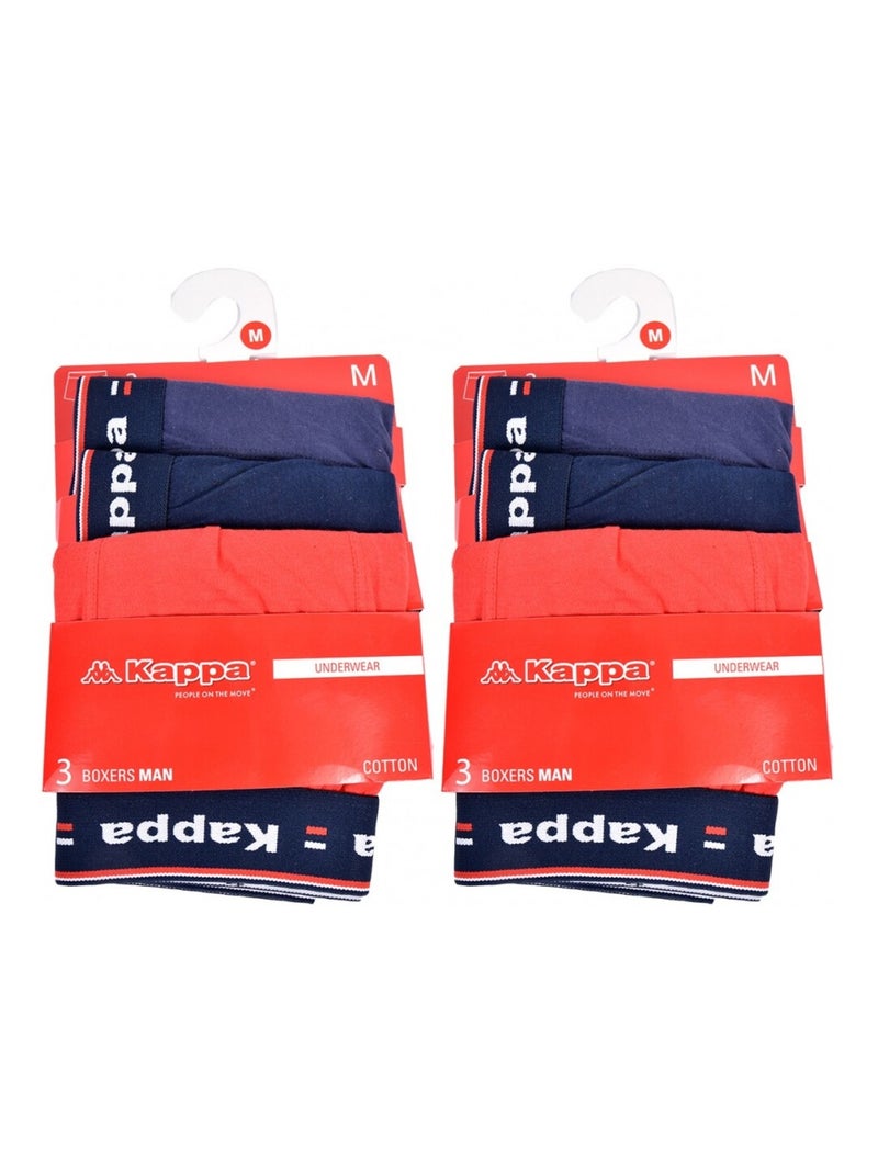Bóxer hombre KAPPA - Pack de 6 Azul Rojo Azul - Kiabi