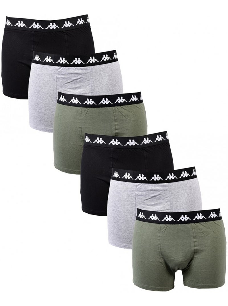 Bóxer hombre KAPPA - Pack de 6 Gris caqui negro - Kiabi