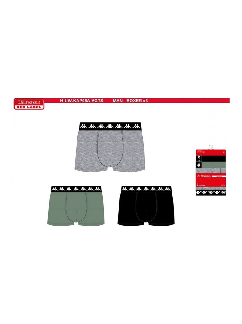Bóxer hombre KAPPA - Pack de 6 Gris caqui negro - Kiabi