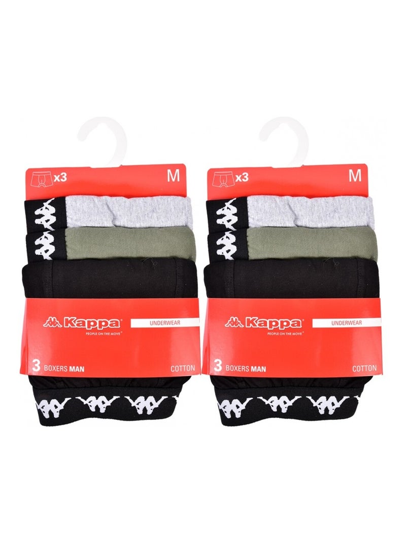 Bóxer hombre KAPPA - Pack de 6 Gris caqui negro - Kiabi