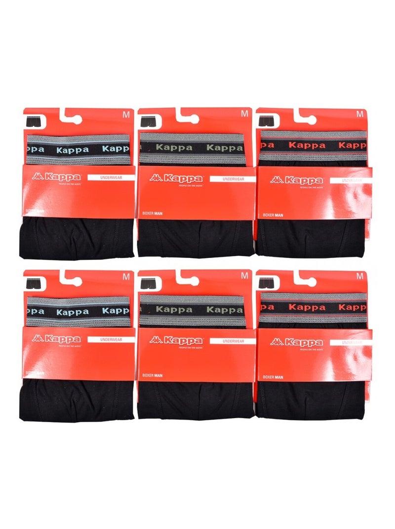 Bóxer hombre KAPPA - Pack de 6 Negro Negro - Kiabi