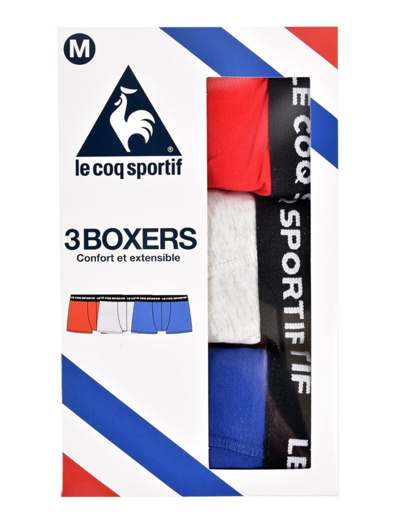 Bóxer Hombre LE COQ SPORTIF - Pack de 3 Blanco Rojo Azul - Kiabi