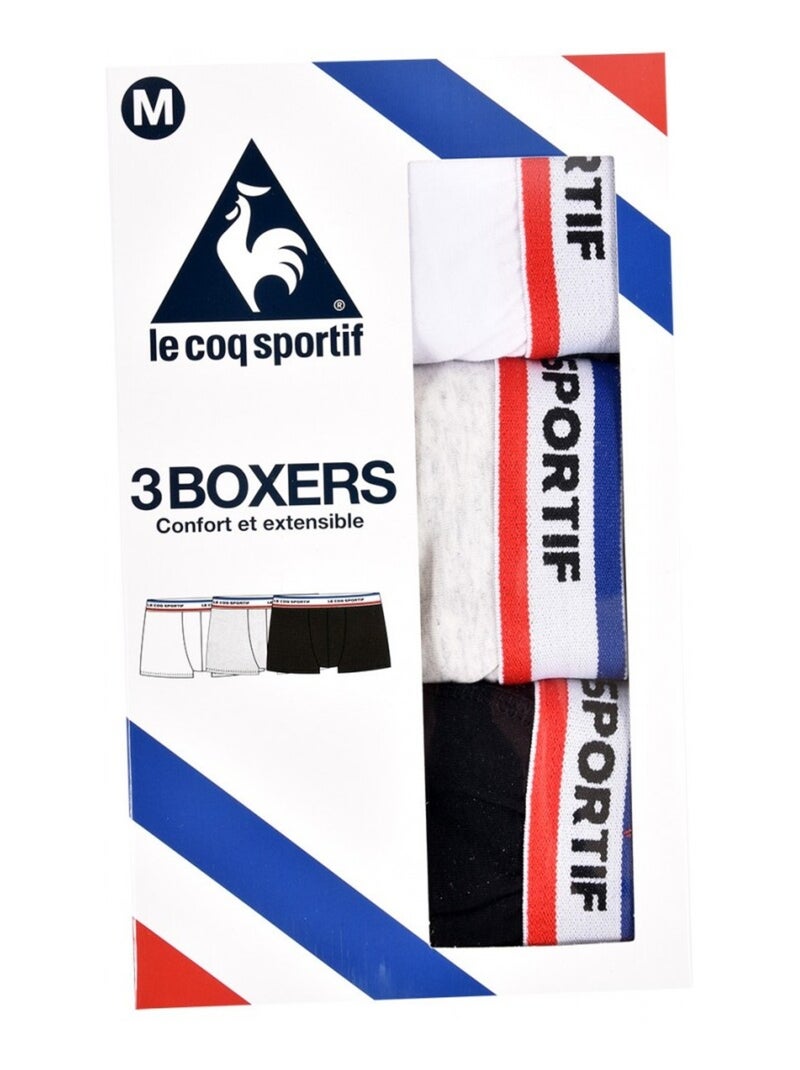 Bóxer Hombre LE COQ SPORTIF - Pack de 3 Negro Blanco Gris - Kiabi