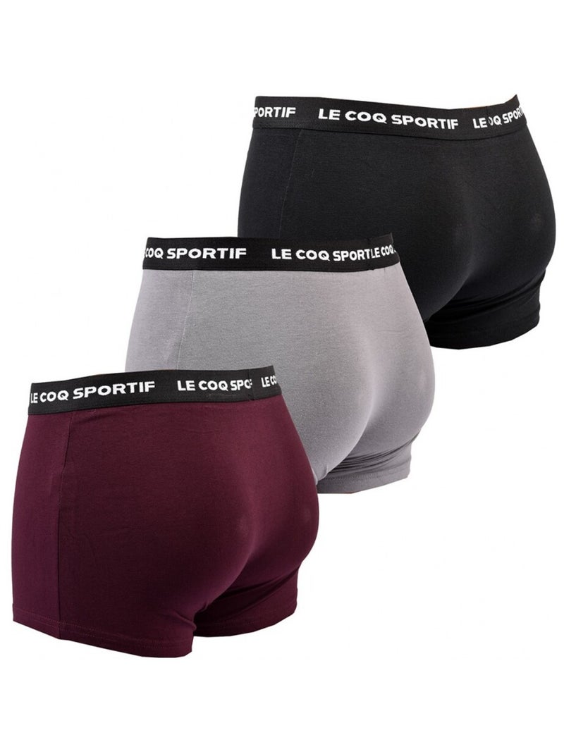 Bóxer Hombre LE COQ SPORTIF - Pack de 3 Negro Burdeos Gris - Kiabi