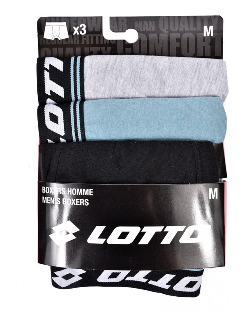 Bóxer hombre LOTTO - Pack de 3 Azul Multicolor Gris - Kiabi