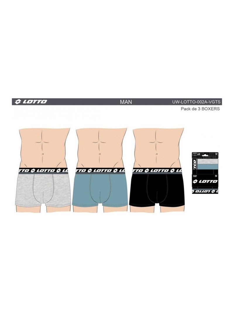 Bóxer hombre LOTTO - Pack de 3 Azul Multicolor Gris - Kiabi