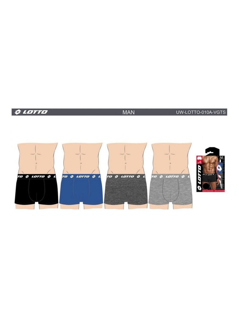 Bóxer hombre LOTTO - Pack de 4 Negro Gris claro Azul - Kiabi