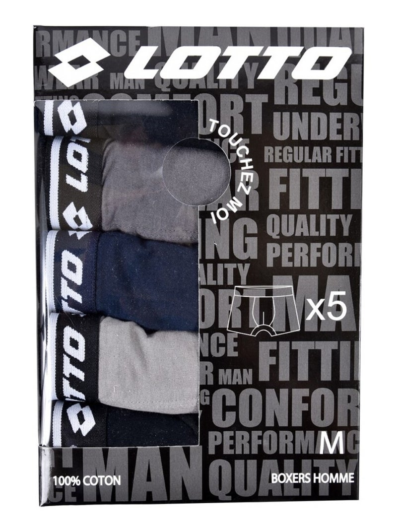 Bóxer hombre LOTTO - Pack de 5 Negro Gris antracita Negro - Kiabi