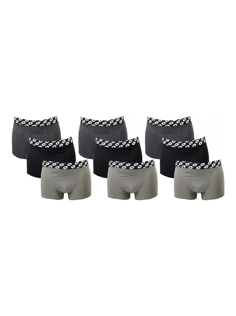 Bóxer hombre LOTTO - Pack de 9 Negro Caqui Gris - Kiabi