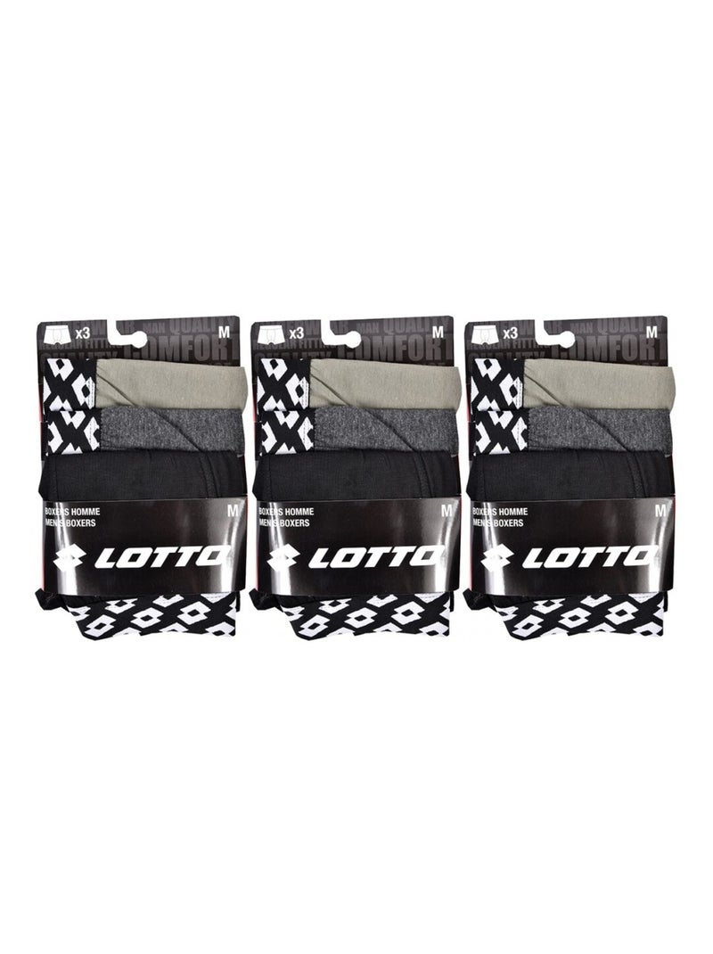 Bóxer hombre LOTTO - Pack de 9 Negro Caqui Gris - Kiabi