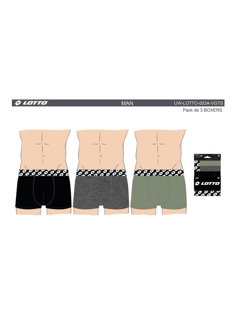Bóxer hombre LOTTO - Pack de 9 Negro Caqui Gris - Kiabi