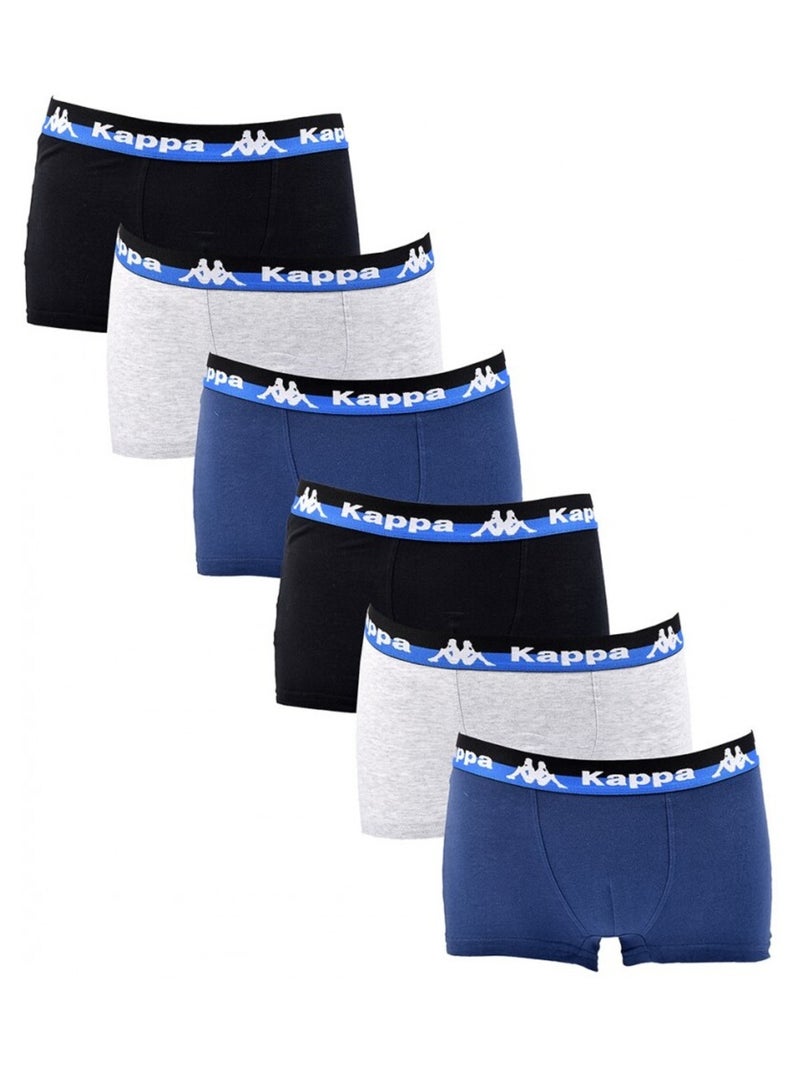 Bóxer Niño KAPPA - Pack de 6 Negro Gris Azul - Kiabi