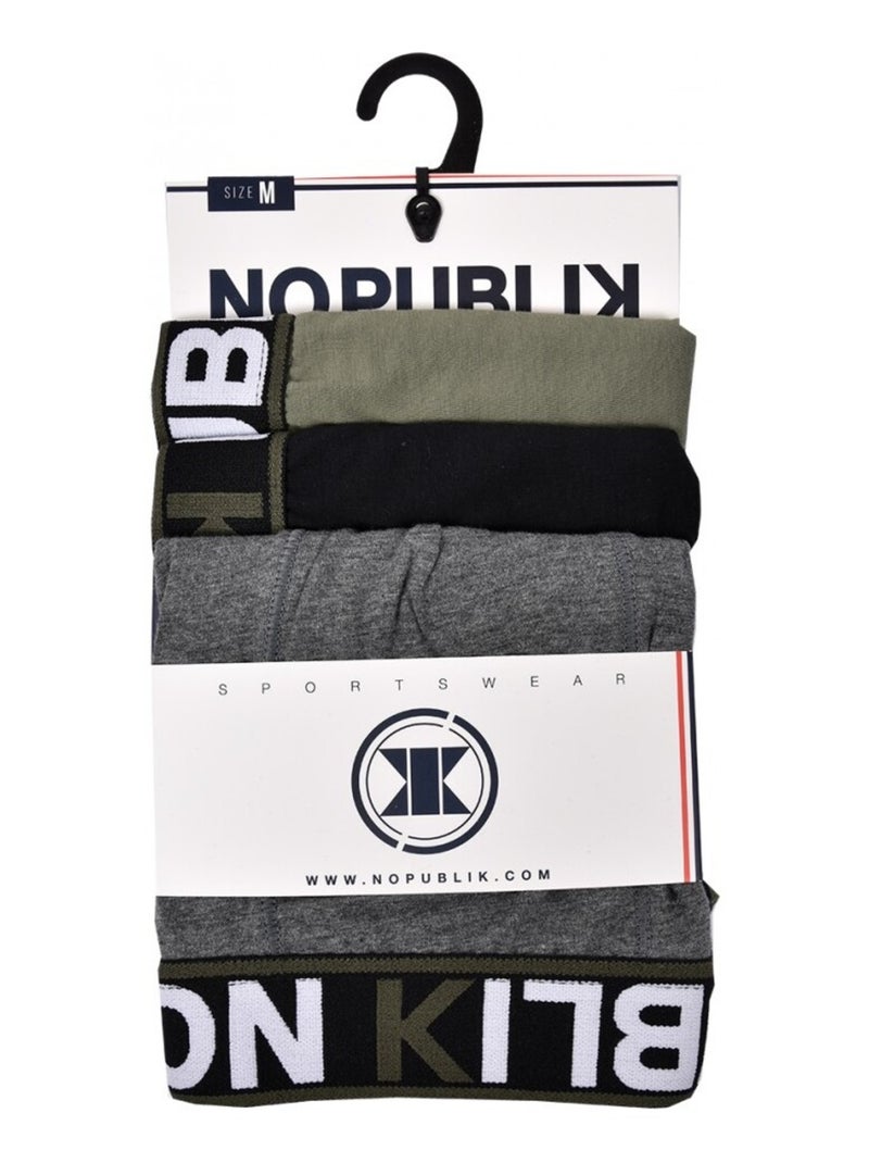 Bóxer NO PUBLIK en Algodón - Pack de 3 Negro Verde Gris - Kiabi