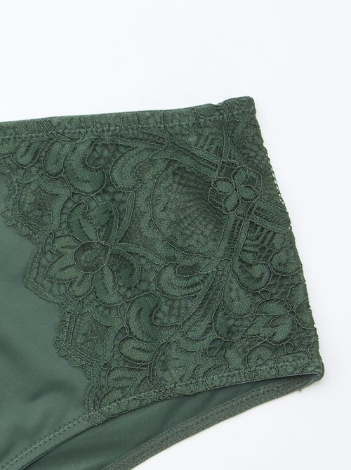 Braga alta de microfibra y encaje - Kiabi