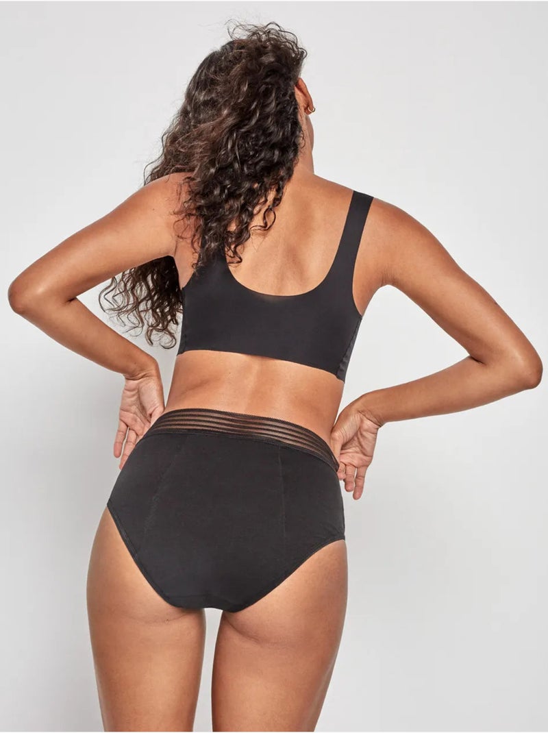 Braga alta menstrual de alta absorción en tejido de algodón Negro - Kiabi