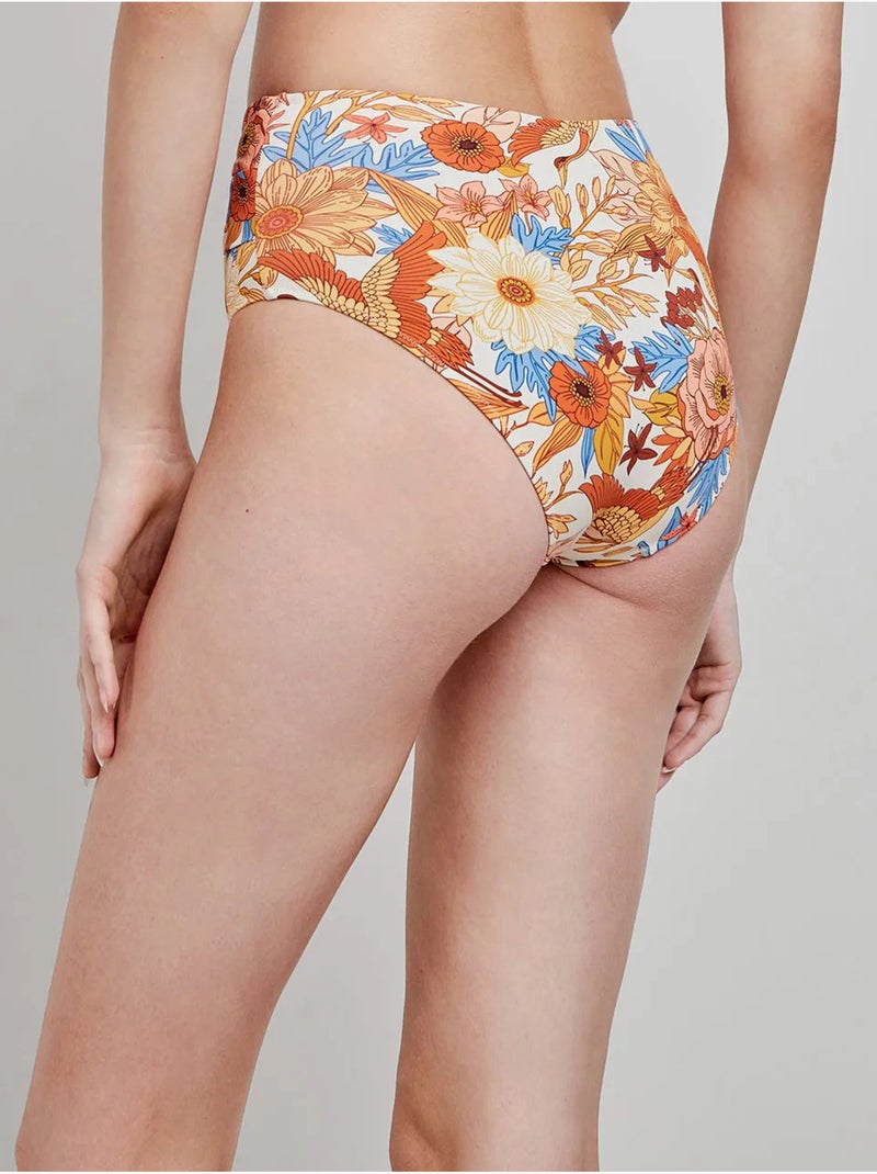 Braga bikini alta con cruce de tejido en cintura y estampado floral Multicolor - Kiabi