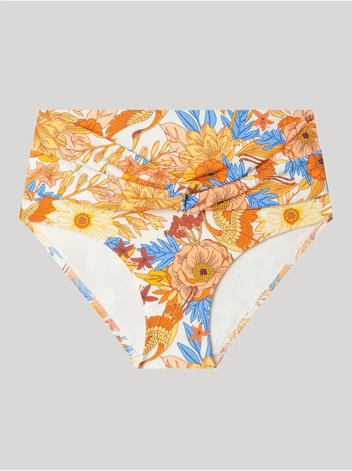 Braga bikini alta con cruce de tejido en cintura y estampado floral - Kiabi Braga bikini alta con cruce de tejido en cintura y estampado floral - Kiabi