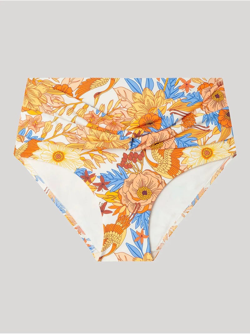 Braga bikini alta con cruce de tejido en cintura y estampado floral Multicolor - Kiabi