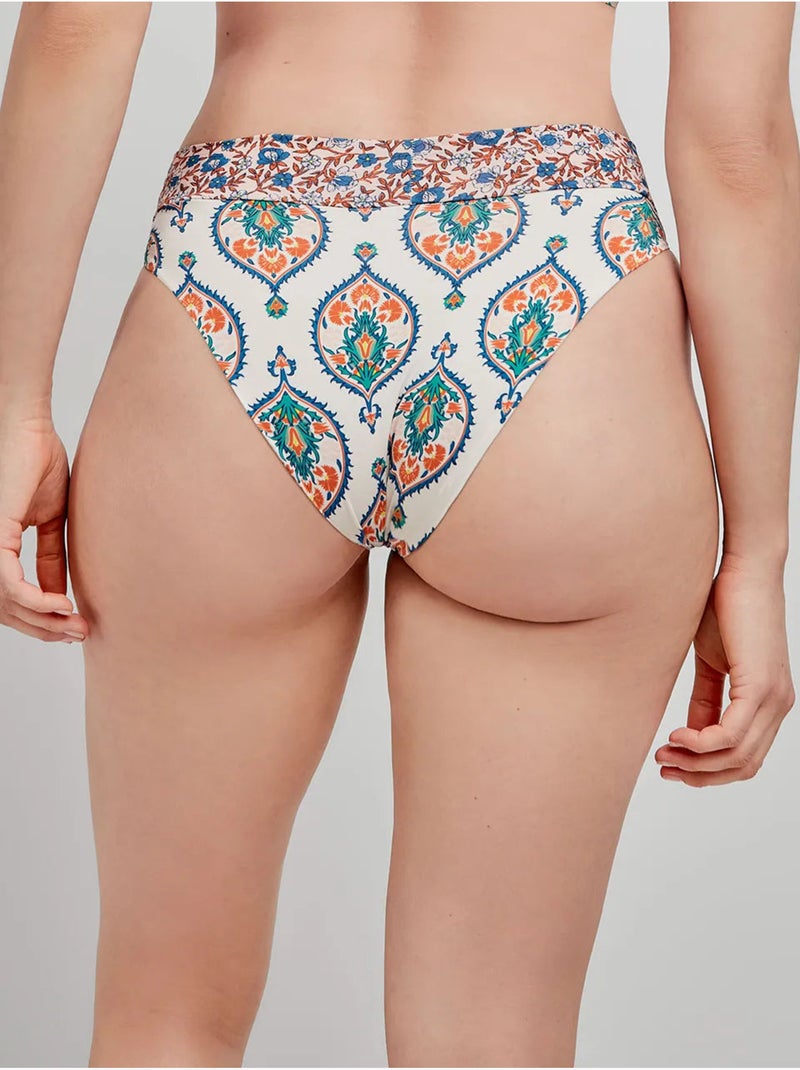 Braga bikini alta con detalle de nudo central y estampado arabesco Multicolor - Kiabi