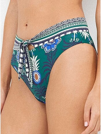 Braga bikini alta con detalle lazo estampado tropical
