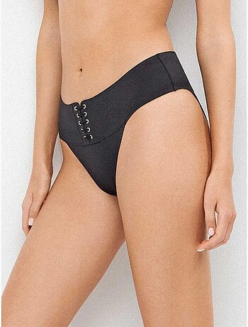 Braga bikini alta con detalle ojales en tejido high tech moldeador