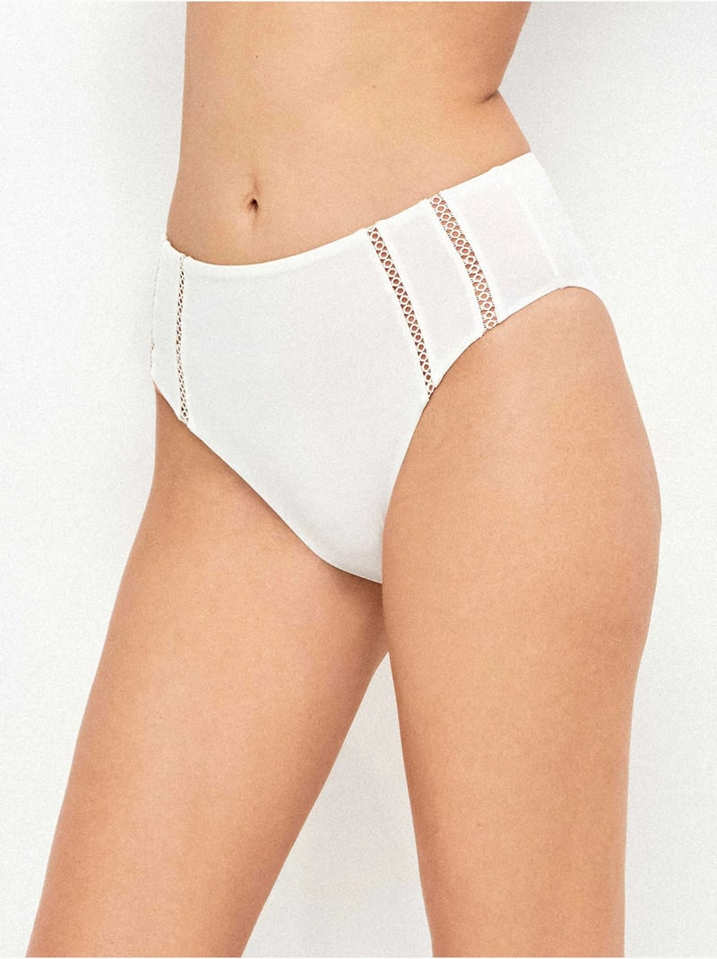 Braga bikini alta con detalles calados en laterales Marfil - Kiabi
