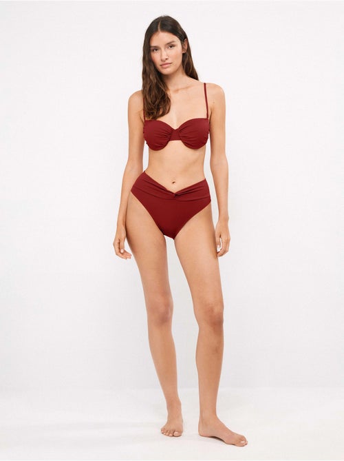 Braga bikini alta con nudo central en tejido liso - Kiabi Braga bikini alta con nudo central en tejido liso - Kiabi