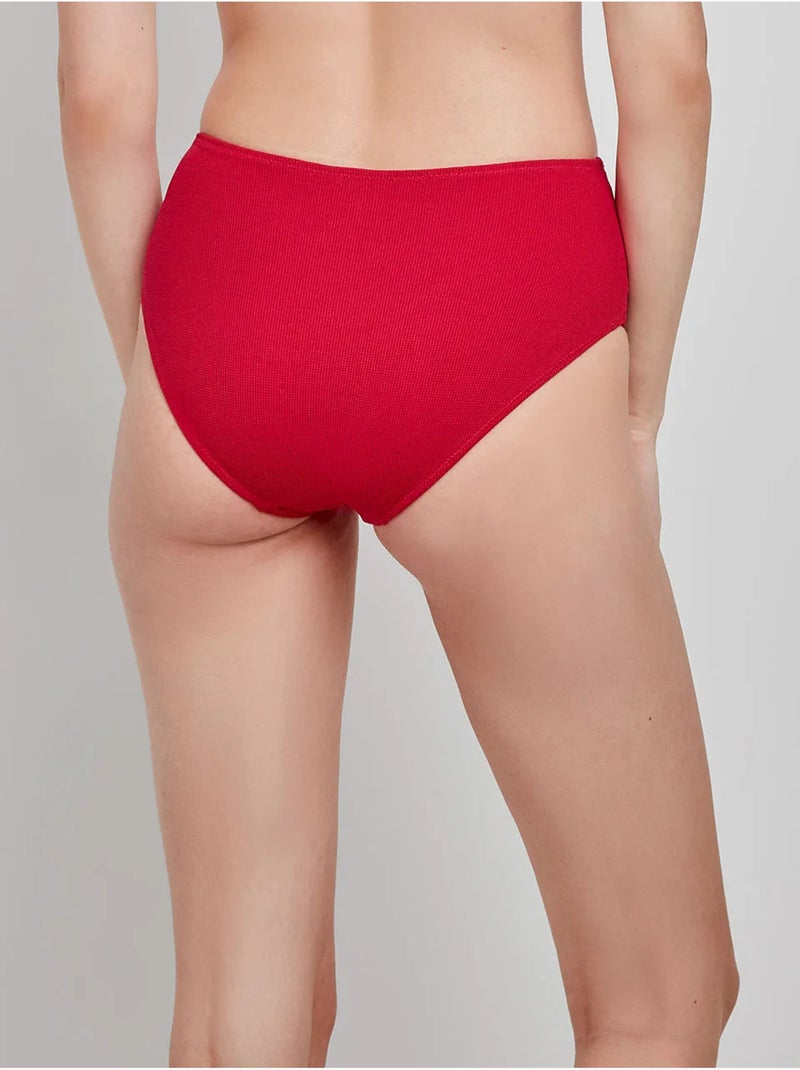 Braga bikini alta con nudo en cintura y tejido de estructura Granate - Kiabi