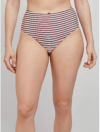 Braga bikini alta en tejido de estructura con rayas