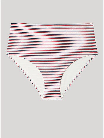 Braga bikini alta en tejido de estructura con rayas