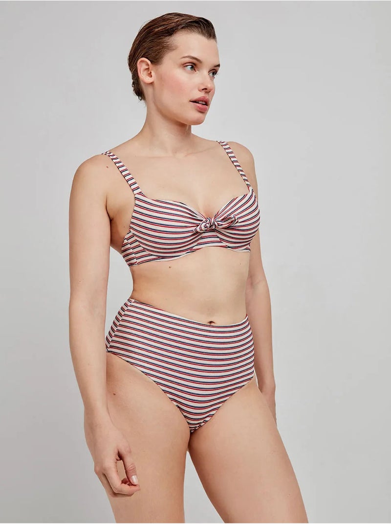 Braga bikini alta en tejido de estructura con rayas Multicolor - Kiabi