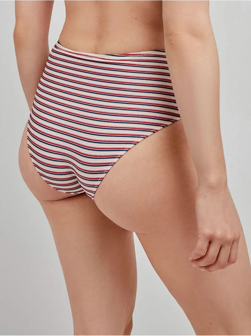 Braga bikini alta en tejido de estructura con rayas Multicolor - Kiabi